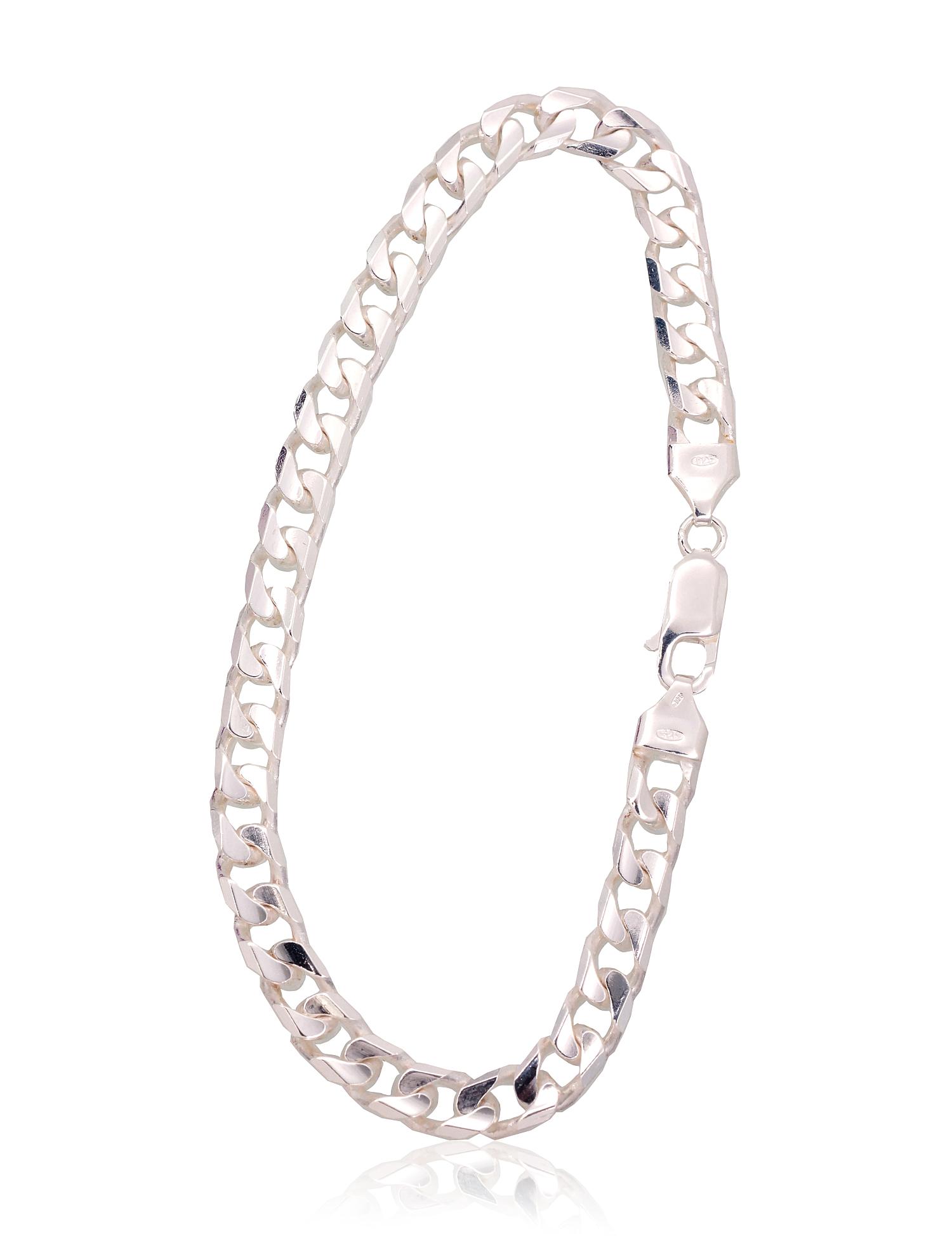 Sudraba ķēdīte Kartjē 6 mm, dimantu apstrādājums