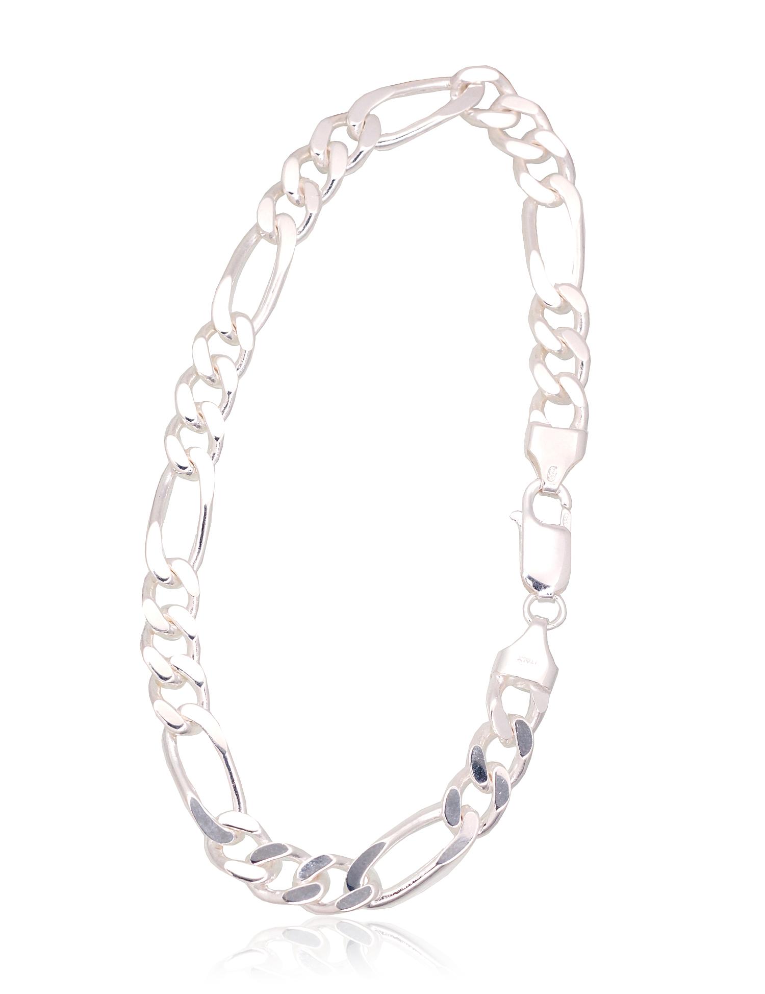 Silver chain Figaro 7 mm, diamond cut