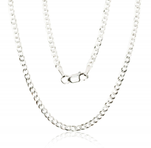 Sudraba ķēdīte Kartjē gār. (Flat Curb) 3.8 mm, dimantu apstrādājums