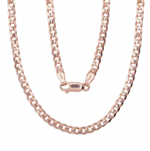 Sudraba ķēdīte Kartjē gār. (Flat Curb) 3.8 mm, dimantu apstrādājums