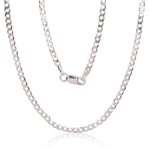 Sudraba ķēdīte Kartjē 2.5 mm, dimantu apstrādājums