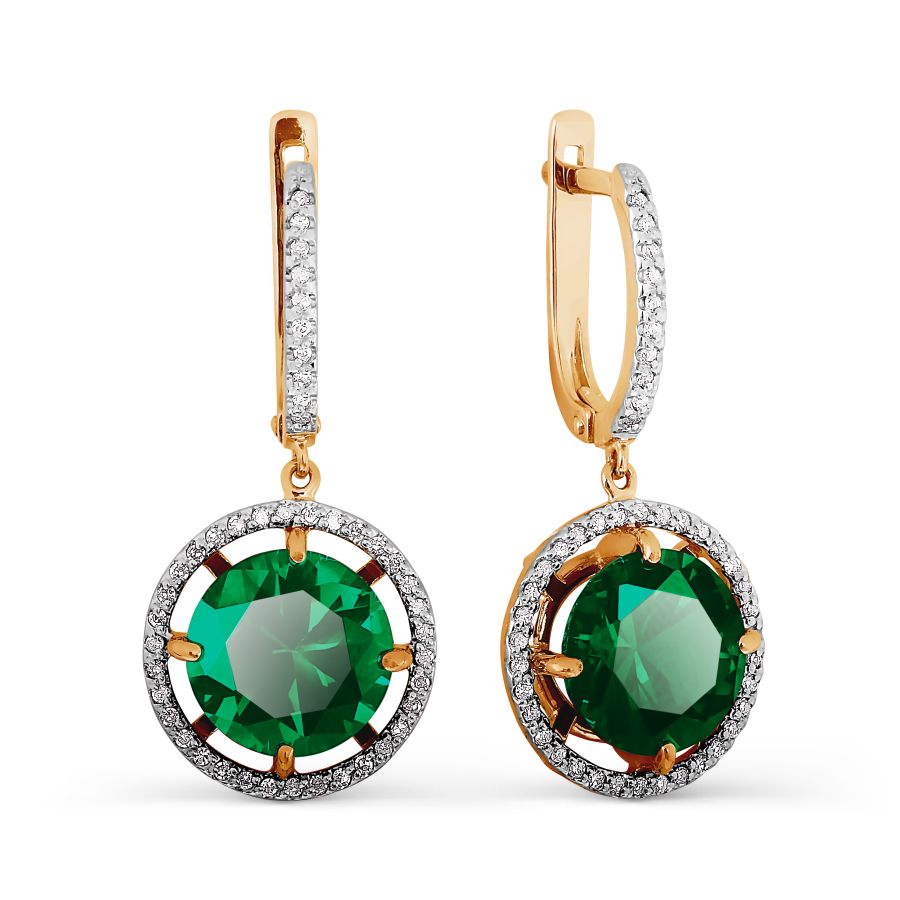 Gold earrings with diamonds and chalcedony Gold earrings with diamonds and chalcedony