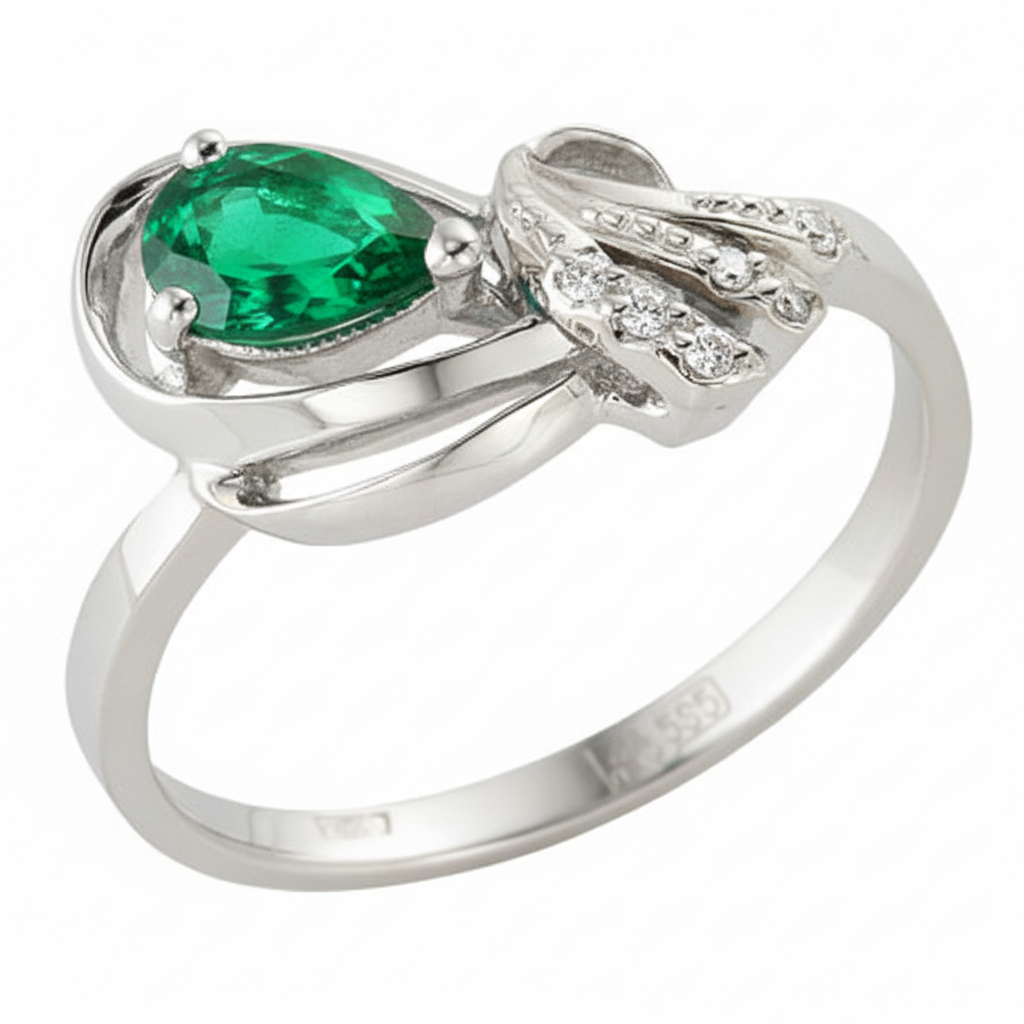 Kuldne sõrmus teemandi ja smaragdiga Kuldne sõrmus teemandi ja smaragdiga