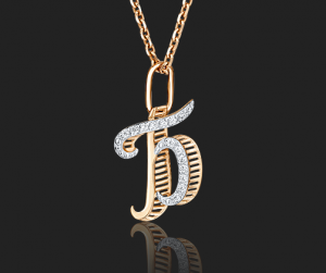 Gold pendant with phianite